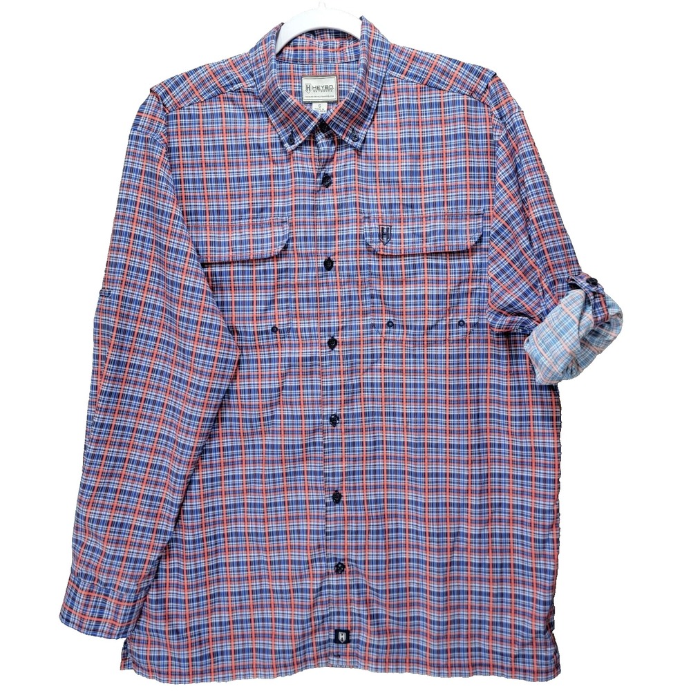 Heybo Shirt Mens S Beaufort‎ UPF Plaid Vented Outdoors Fishing Hiking Core Tech